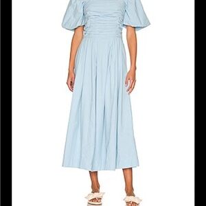 FREE PEOPLE Ain't She A Beaut Midi Dress in Hot Spring Blue XS **